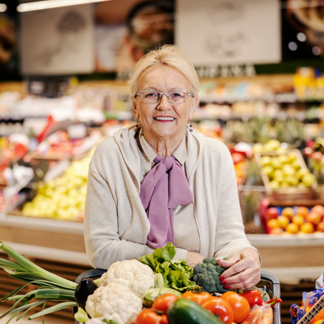 Community Aid Client at the shops